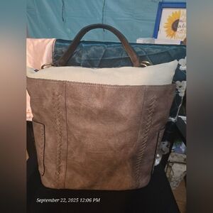 vintage Brown vegan Leather Tote Bag unbranded euc